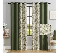 Sage Green Floral Curtains, 70s Farmhouse Country Drapes, Provide Privacy, Reduce Light, and Add A Vintage Cute Aesthetic. Thermal Insulated for Bedroom/Living Room. 52 X 63in, 2 Panels
