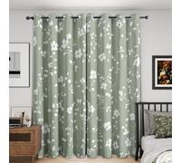 Sage Green Floral Curtains for Bedroom Living Room, Flower Leaf Blackout Curtains 52x84 Inch, Eyelet Thermal Drapes Window Treatments, 2 Panels Bsy76