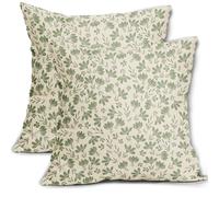 Sage Green Floral Pillow Covers 18x18 Set of 2 Spring Vintage Rustic Old Style Cute Flower Green Cream Print Decorative Outdoor Pillowcases Farmhouse Throw Cushion Case Decor for Couch Sofa Bed