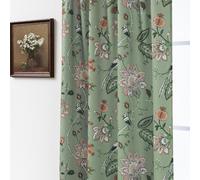 Sage Green Floral Printed Curtains,Vintage Cottage Core Light Pink Flower Leaf Botanical Cottagecore Patterned Blackout Farmhouse Curtains for Bedroom Living Dining Room 84 Inch Length 2 Panel Set