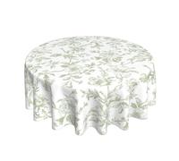 Sage Green Floral Tablecloth Round 70 x 70 Inch Light Green Chinoiserie Floral Table Cloth Polyester Fabric Vintage Spring Summer Flowers Farmhouse Table Cover for Kitchen Party Picnic Outdoor Decor