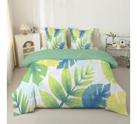 Sage Green Forest Duvet Super King Size - Coverless Duvet 4.5 Tog with Tropical Botanicals, Soft Lightweight Comforter Set for Boys and Girls, 1 Superking Quilt 260x220cm with 2 PillowcasesZ-65