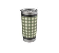 Sage Green Gingham Check Pattern Farmhouse Style Stainless Steel Insulated Tumbler