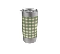 Sage Green Gingham Check Pattern Farmhouse Style Stainless Steel Insulated Tumbler