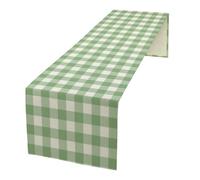Sage Green Gingham Table Runner, Checkered Plaid Kitchen Dining Table Decoration for Indoor Outdoor Home Party Table Decor Supplies, 13 x 36 Inch