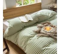 Sage Green Gingham Weighted Blanket Cover 80"x87", Soft Pre-Washed Microfiber Plaid Checked Duvet Cover for Weighted Blanket (Sage Green Gingham, 80"x87")