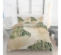 Sage Green Ginkgo Leaf Duvet Cover Single Size, Abstract Botanical Print Bedding Set, Soft Microfiber Modern Watercolor Comforter Cover with 1 Pillowcase, with Zipper Closure & Corner Ties M75f