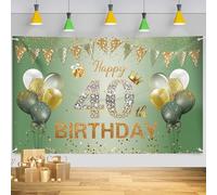 Sage Green Gold 40th Birthday Banner & Backdrop Party Decorations