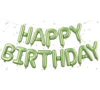 Sage Green Happy Birthday Balloons Banner, Happy Birthday Balloon Garland 16 Inch Green Foil Happy Birthday Foil Balloon Helium Balloon Birthday Balloon Banner for Birthday Party