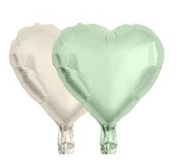 Sage Green Heart Balloons, 12Pcs Cream White and Olive Green Foil,18Incn Beige Heart Shape Mylar Balloons for Wedding Valentines Engagement Decorations