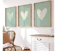 Sage Green Heart Prints, Sage Green Wall Decor, Love Heart Prints, Sage Green Bedroom Decor, Sage Green Wall Art, Green Home Decor | A3, A4 (A3)