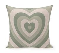 Sage Green Heart Throw Pillow Covers 18"X18" Cozy Aesthetic Throw Pillowcase Home Decorative Living Room Cushion Cover College Trendy Funky Dormitory for Bed Couch Sofa