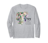 Sage Green Hummingbird Enjoy The Little Things Humming Bird Long Sleeve T-Shirt