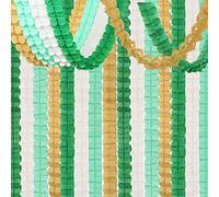 Sage-Green Ivory-Gold Party-Decorations Streamers Garland - 12pcs 4-Leaf Clover Paper Streamer Wedding Bridal Shower Bachelorette Engagement Paper Flowers Banners Safari Jungle Decor Lasting Surprise
