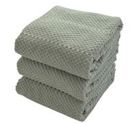 Sage Green Kitchen Dish Towels: 100% Cotton Cloth Soft Cleaning Drying Absorbent Textured Terry Loop, Set of 3 Multipurpose for Everyday Use