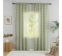 Sage Green Lace Curtains 120 Inches Long 2 Panels for Living Room Floral Semi Sheer Voile Window Curtains/Drapes for Big Window 10 FT Tall Spring Bohemian Cottage Core Decor 52 x 120 Inch Sage