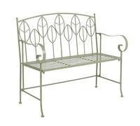 Sage Green Leaf Design Rustic Metal Garden Bench