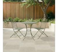 Sage Green Leaf Design Rustic Metal Garden Bistro Set