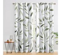 Sage Green Leaves Curtains Blackout for Home Decor, Thermal Curtains Botanical Leaf Pattern, Living Room & Bedroom Eyelet Drapes 84 Inch Drop, 52x84, 2 Panels A&1349
