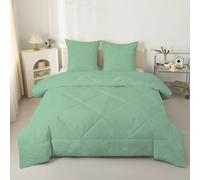 Sage Green Leaves Duvet King Size - Coverless Duvet 4.5 Tog with Modern Art,Lightweight Comforter Set for All Season, 1 Summer Quilt King Size 230x220cm with 2 Pillowcases, Machine Washable Z-71
