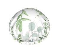 Sage Green Leaves,Shower Cap Nightcap Double Layer Waterproof Elastic Bath Cap Reusable Hair Cap