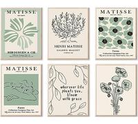 Sage Green Matisse Wall Art - Abstract Floral Prints for Minimalist Bedroom Decor