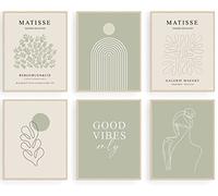 Sage Green Matisse Wall Art Prints, Abstract Matisse Wall Art Exhibition Posters, Minimalist Women Body Line Art Leaf Boho Art Prints, Gallery Wall Decor(8x10inch, Unframed)