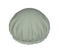 Sage Green Matte Shower Cap,Nightcap Double Layer Waterproof Elastic Bath Cap Reusable Bathing Hair Cap