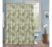 Sage Green Morocco Shower Curtain with 12 Hooks Abstract Marble Solid Color Gold Waterproof Fabric Shower Curtains Sets for Bathroom Bath Decorations, Machine Washable, 66"x72"