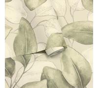 Rasch Opulenza Leaf Trail Textured Vinyl Modern Stunning Wallpaper Soft Grey Perfect for Feature Walls Bedrooms Lounges Hallways Sage 659870