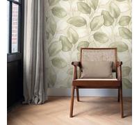 Rasch Opulenza Leaf Trail Textured Vinyl Modern Stunning Wallpaper Soft Grey Perfect for Feature Walls Bedrooms Lounges Hallways Sage 659870