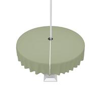 Sage Green Outdoor Indoor Table Cloth Round Table Cloths 60 Inch, Farmhouse Sage Green Solid Color Washable Waterproof Tablecloth with Umbrella Hole Zipper for Parties Pool Patio Coffee