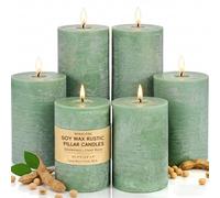 Sage Green Pillar Candles 6 Pack,2.8x4 Inch Unscented Soy Wax