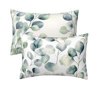 Sage Green Pillow Cases 2 Pack, Velvet Pillowcases Rattan Cushion Covers 40 x 90 cm, Breathable Pillow Protectors Double Sided Printing with Invisible Zipper for Bedding Sofa, Gifts for Women D-73