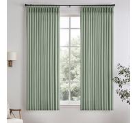 Sage Green Pinch Pleated Linen Sheer Curtains 63 Inches Long, Memory Shape Pleated Curtains Living Room Bedroom, Textured Thick Semi Sheer Privacy Curtain Drapes Farmhouse Light Filtering Curtain