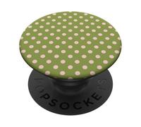 Sage Green Pink Big Polka Dot Boho Vintage Aesthetic Girly PopSockets Adhesive PopGrip