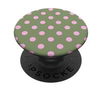 Sage Green Pink Big Polka Dot Boho Vintage Aesthetic Girly PopSockets Adhesive PopGrip