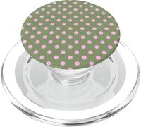 Sage Green Pink Big Polka Dot Boho Vintage Aesthetic Girly PopSockets PopGrip for MagSafe