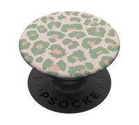 Sage Green Pink Leopard Print Animal Skin Cute Trendy PopSockets Adhesive PopGrip