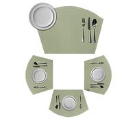 Sage Green Placemats Set of 4 for Dining Table, Woven Round Table Placemats, Farmhouse Sage Green Decor Table Mats Washable Wedge Placemat Indoor/Outdoor Patio Kitchen Décor