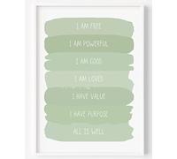 Sage Green Positive Affirmations Sage Nursery Wall Art Zen Room Decor Sage Inspirational Wall Art Office Sage Green Wall Decor for Bedroom UNFRAMED (Sage, 8x10)