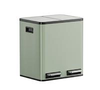 VonHaus Kitchen Bin, 30L Double Recycling Bin for Kitchen, Sage Green Two Section Food Waste Separation System with Non-Slip Base & Removable Inner-Compartments, Airtight Trash Can, 2 x 15L