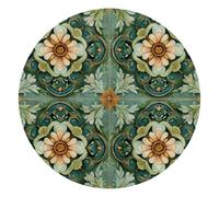 Sage Green Retro Floral Art Design Round Mouse Pad, Mousepad with Non-Slip Rubber Base, Computer Gaming Pads for Wireless Mouse, Easy Gliding