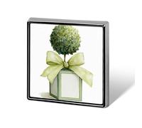 Sage Green Ribbon Bow Boxwood Topiary Unisex Brooches & Pins Square Lightweight Lapel Badge Jewelry for Clothing Shawl Hat