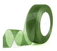 Sage Green Ribbon Organza Ribbon Thick 25mm 50 Yards Easter Ribbons for Crafting Chiffon Ribbons for Gift Wrapping Wedding Car Flower Bouquet Bow Hair Easter Basket Christmas Tree Cake Decorating Kit