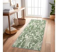 Sage Green Runner Rug for Hallway, 60 x 150 cm William Morris Vines Flowers Printed Washable Rug, Non Slip Long Hall Carpet Runners for Bedroom Entryway Kitchen Laundry Decor