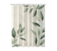 Sage Green Shower Curtain, Rattan Curtains with 12 Shower Curtain Hooks, Extra Long Bathroom Curtains Weighted Hem, Quick Drying Waterproof Polyester Fabric for Outdoor Garden Wet Room 100x200 E-93