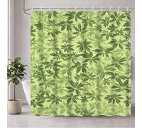 Sage Green Shower Curtain, Waterproof Shower Curtain for Bathroom with 12 Hooks, Weighted Hem, Polyester Fabric Washable Quick Dry for Bathtub Outdoor Room Decor Leaf 220 x 200 cm (87x79 In) 3Y#639