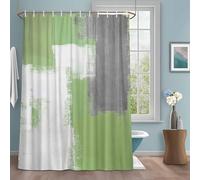 Sage Green Shower Curtain with 12 Hooks Grey Graffiti Modern Geometric Oil Paint Abstract Waterproof Fabric Shower Curtains Sets for Bathroom Bath Decorations, Machine Washable, 36"x78"