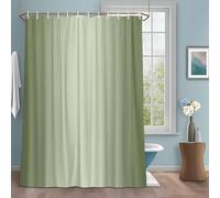 Sage Green Shower Curtain with 12 Hooks Ombre Solid Color Gradient Modern Art Waterproof Fabric Shower Curtains Sets for Bathroom Bath Decorations, Machine Washable, 66"x72"